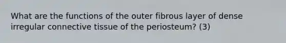 What are the functions of the outer fibrous layer of dense irregular connective tissue of the periosteum? (3)