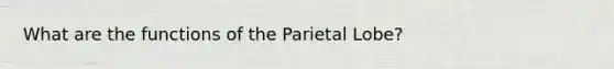 What are the functions of the Parietal Lobe?