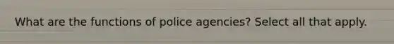 What are the functions of police agencies? Select all that apply.