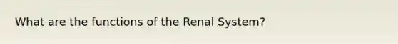 What are the functions of the Renal System?