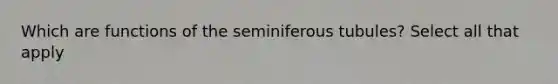 Which are functions of the seminiferous tubules? Select all that apply