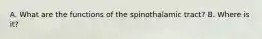 A. What are the functions of the spinothalamic tract? B. Where is it?