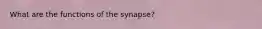 What are the functions of the synapse?