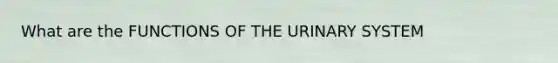 What are the FUNCTIONS OF THE URINARY SYSTEM