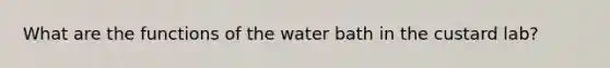 What are the functions of the water bath in the custard lab?