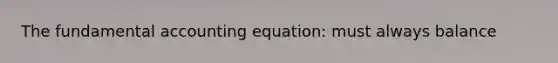 The fundamental accounting equation: must always balance