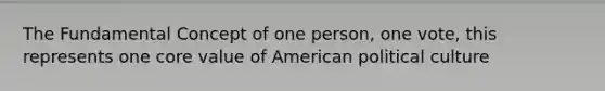 The Fundamental Concept of one person, one vote, this represents one core value of American political culture