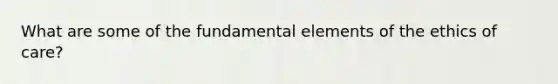 What are some of the fundamental elements of the ethics of care?
