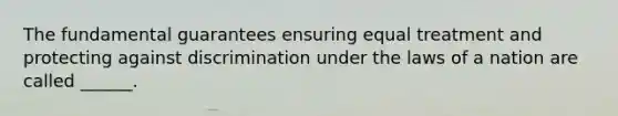 The fundamental guarantees ensuring equal treatment and protecting against discrimination under the laws of a nation are called ______.