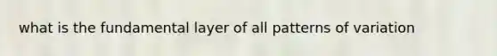 what is the fundamental layer of all patterns of variation