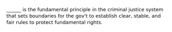 ______ is the fundamental principle in the criminal justice system that sets boundaries for the gov't to establish clear, stable, and fair rules to protect fundamental rights.