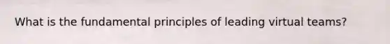 What is the fundamental principles of leading virtual teams?