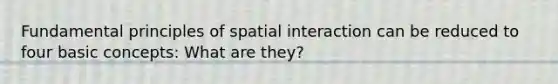 Fundamental principles of spatial interaction can be reduced to four basic concepts: What are they?