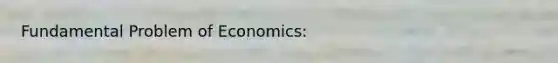 Fundamental Problem of Economics: