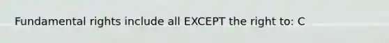 Fundamental rights include all EXCEPT the right to: C