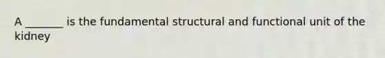 A _______ is the fundamental structural and functional unit of the kidney