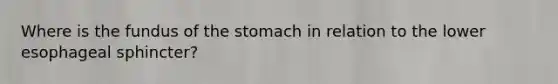 Where is the fundus of <a href='https://www.questionai.com/knowledge/kLccSGjkt8-the-stomach' class='anchor-knowledge'>the stomach</a> in relation to the lower esophageal sphincter?