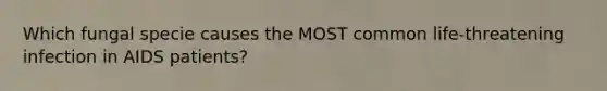 Which fungal specie causes the MOST common life-threatening infection in AIDS patients?