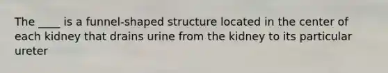 The ____ is a funnel-shaped structure located in the center of each kidney that drains urine from the kidney to its particular ureter