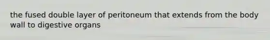 the fused double layer of peritoneum that extends from the body wall to digestive organs