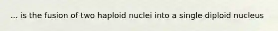 ... is the fusion of two haploid nuclei into a single diploid nucleus