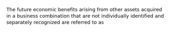 The future economic benefits arising from other assets acquired in a business combination that are not individually identified and separately recognized are referred to as