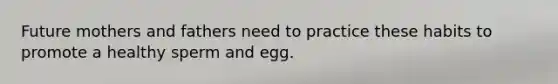 Future mothers and fathers need to practice these habits to promote a healthy sperm and egg.