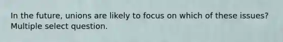 In the future, unions are likely to focus on which of these issues? Multiple select question.