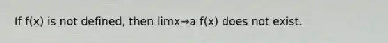 If f(x) is not defined, then limx→a f(x) does not exist.