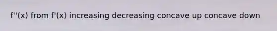 f''(x) from f'(x) increasing decreasing concave up concave down