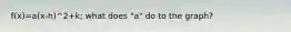 f(x)=a(x-h)^2+k; what does "a" do to the graph?