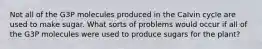 Not all of the G3P molecules produced in the Calvin cycle are used to make sugar. What sorts of problems would occur if all of the G3P molecules were used to produce sugars for the plant?