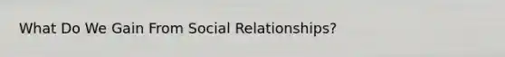 What Do We Gain From Social Relationships?