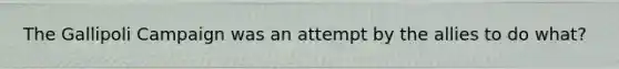 The Gallipoli Campaign was an attempt by the allies to do what?