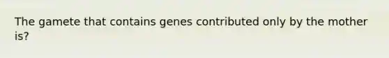 The gamete that contains genes contributed only by the mother is?