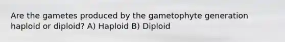 Are the gametes produced by the gametophyte generation haploid or diploid? A) Haploid B) Diploid