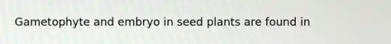 Gametophyte and embryo in seed plants are found in