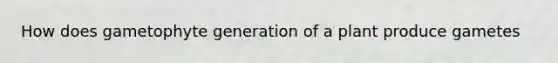 How does gametophyte generation of a plant produce gametes