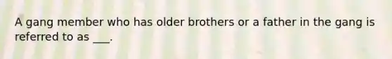 A gang member who has older brothers or a father in the gang is referred to as ___.