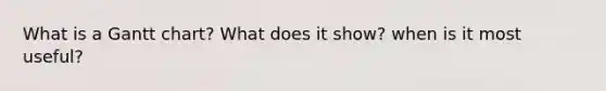 What is a Gantt chart? What does it show? when is it most useful?