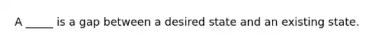 ​A _____ is a gap between a desired state and an existing state.