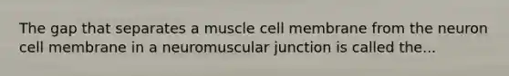 The gap that separates a muscle cell membrane from the neuron cell membrane in a neuromuscular junction is called the...