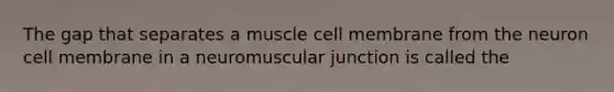 The gap that separates a muscle cell membrane from the neuron cell membrane in a neuromuscular junction is called the