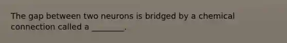 The gap between two neurons is bridged by a chemical connection called a ________.