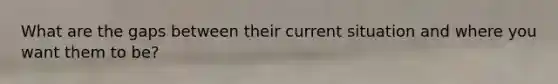 What are the gaps between their current situation and where you want them to be?