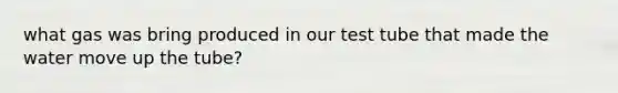what gas was bring produced in our test tube that made the water move up the tube?