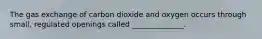 The gas exchange of carbon dioxide and oxygen occurs through small, regulated openings called ______________.