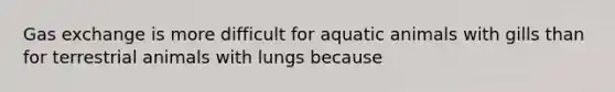 Gas exchange is more difficult for aquatic animals with gills than for terrestrial animals with lungs because