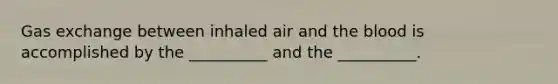 Gas exchange between inhaled air and the blood is accomplished by the __________ and the __________.