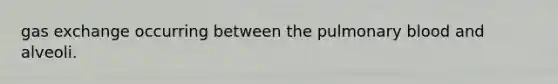 <a href='https://www.questionai.com/knowledge/kU8LNOksTA-gas-exchange' class='anchor-knowledge'>gas exchange</a> occurring between the pulmonary blood and alveoli.